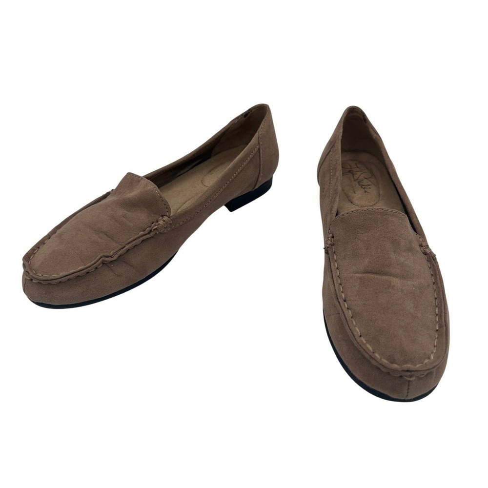 LifeStride Loafers Womens 6.5M Taupe Brown Good Slip On Faux Suede Soft System